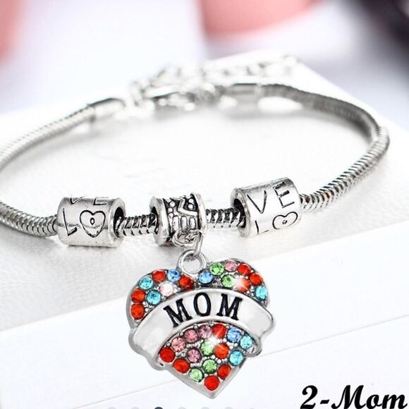 Sale $14🎉NEW🎉MOM LOVE Bracelet w/ Colorful Rhinestones OS Adj Charm Bracelet - Picture 2 of 4